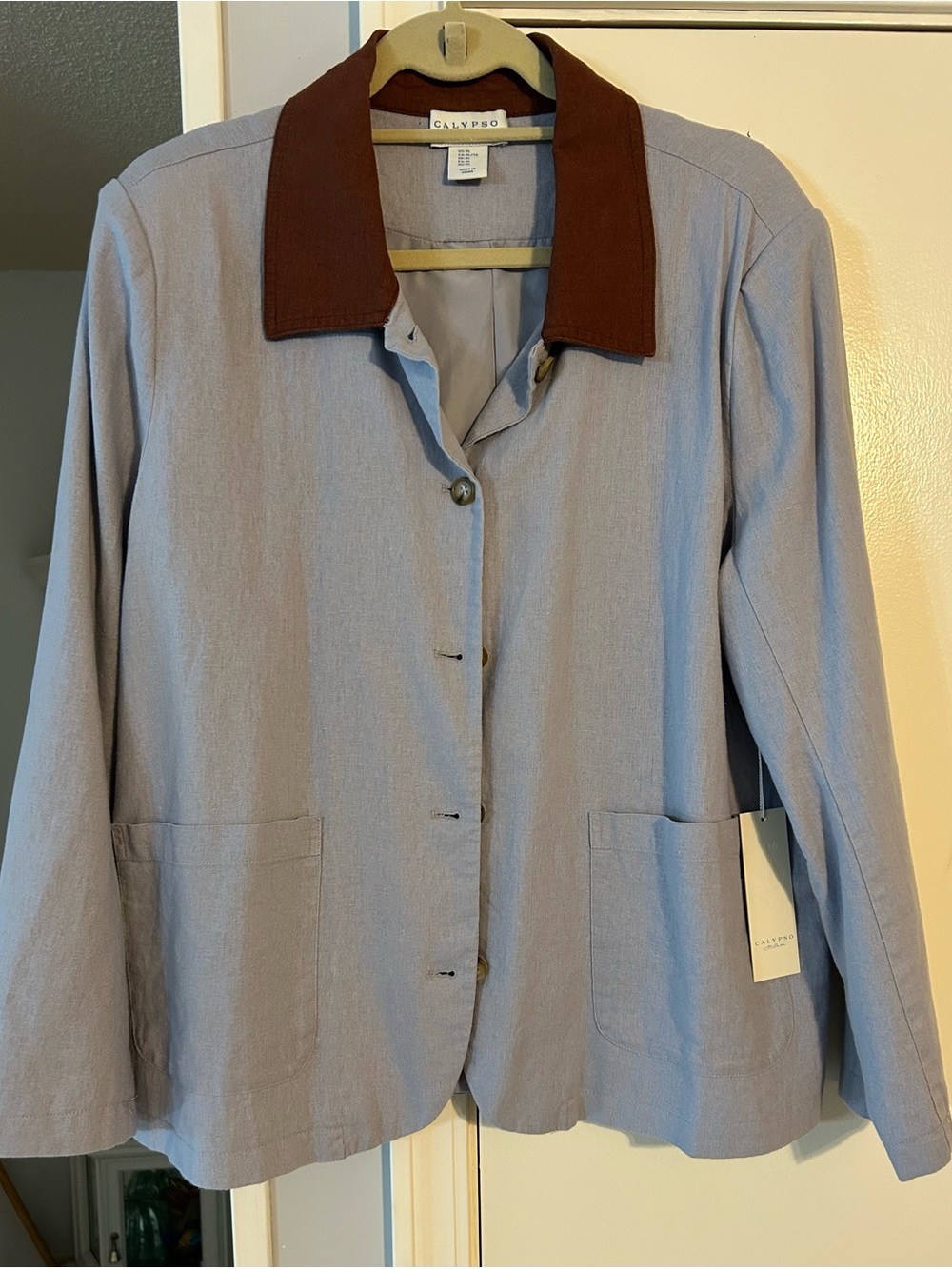 NWT CALYPSO ST BARTS LINEN BLEND JACKET COASTAL